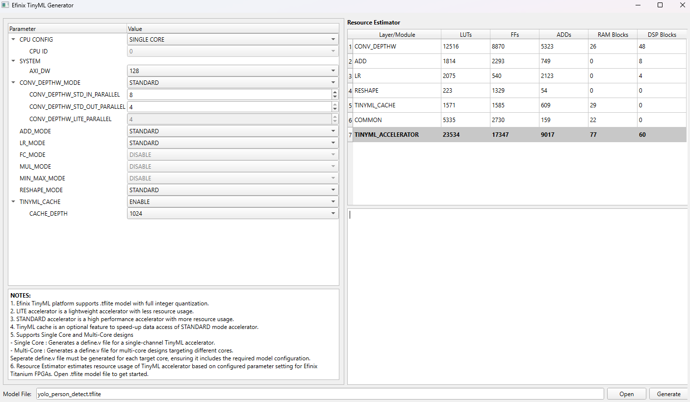Efinix TinyML Generator